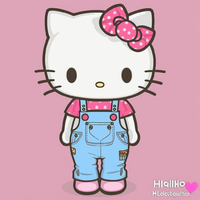 Hello kitty,穿着整体,平面