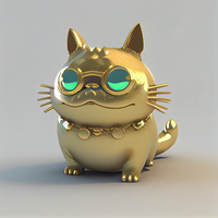 金玻璃制成,龙猫混合, 3d 