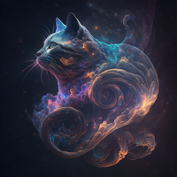 猫元素,梦幻小猫,烟雾猫咪,创意手绘猫,卡通猫,科幻猫