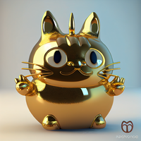 金玻璃制成,龙猫混合, 3d 