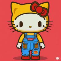 Hello kitty,穿着整体,平面