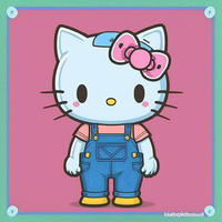 Hello kitty,穿着整体,平面