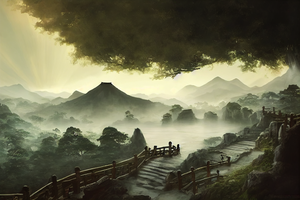 寺庙,古代城堡,中国风,山水画,唯美风景,仙境,童话