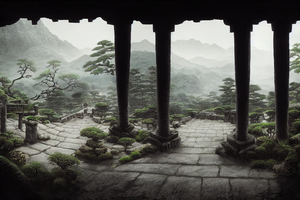 寺庙,古代城堡,中国风,山水画,唯美风景,仙境,童话